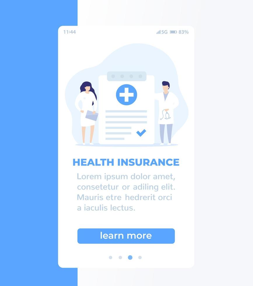 diseño de banner móvil de seguro de salud vector