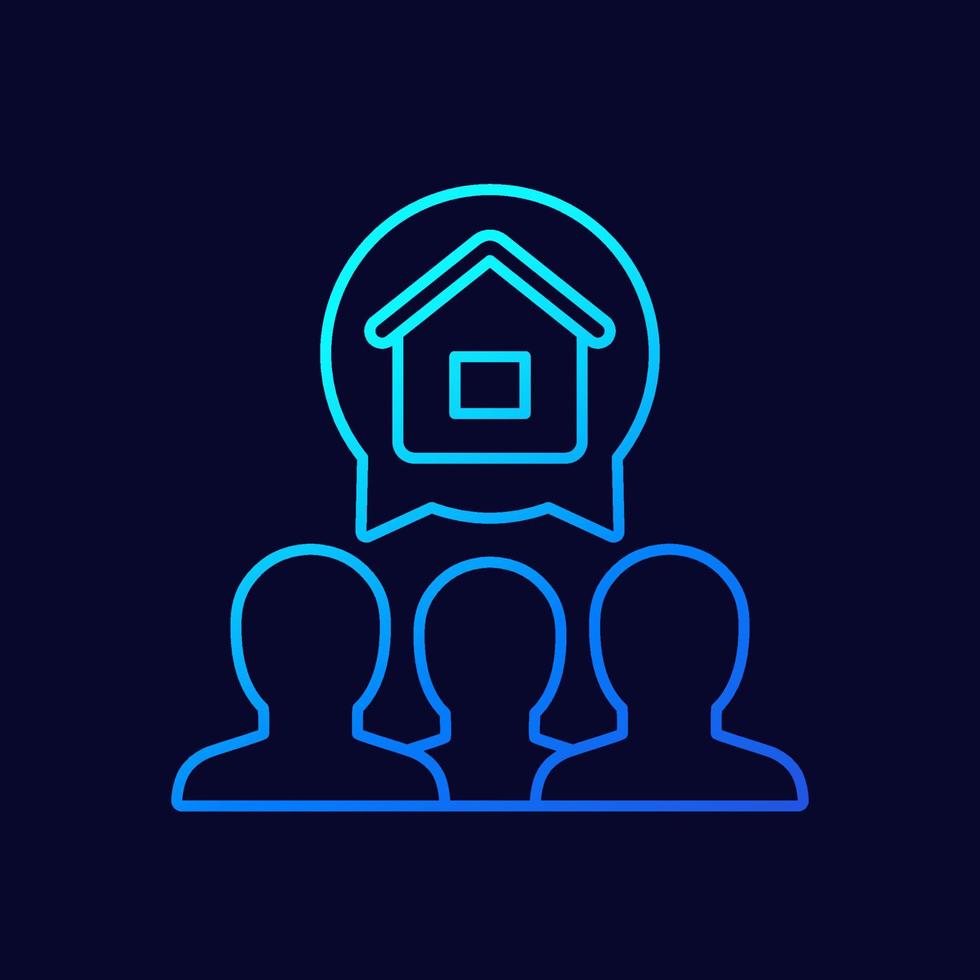 tenants line icon, house residents vector