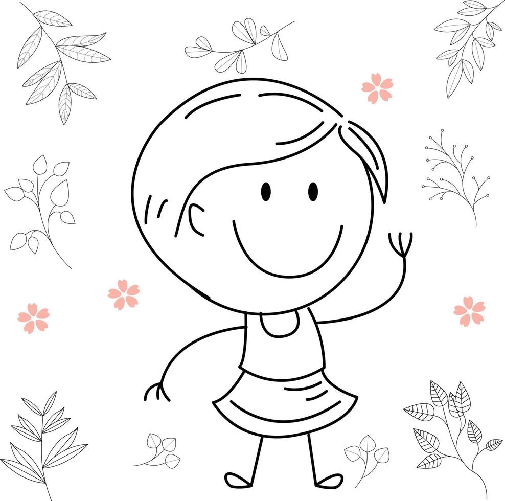 ilustración de actividad de dibujos animados de un niño sonriente para el libro de colorear para niños y el libro para niños. imagen vectorial eps. vector