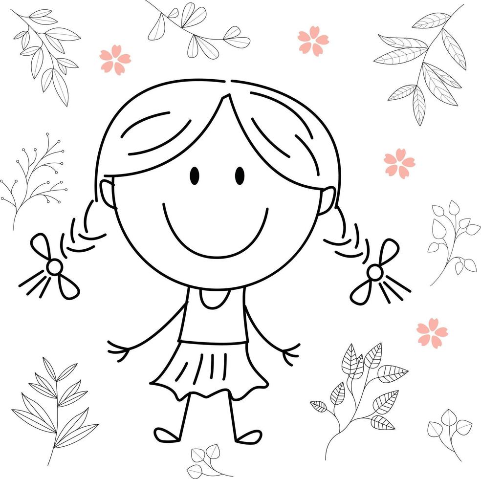 cartoon activity illustration of a smiling child for children's coloring book, and children's book. eps vector image.