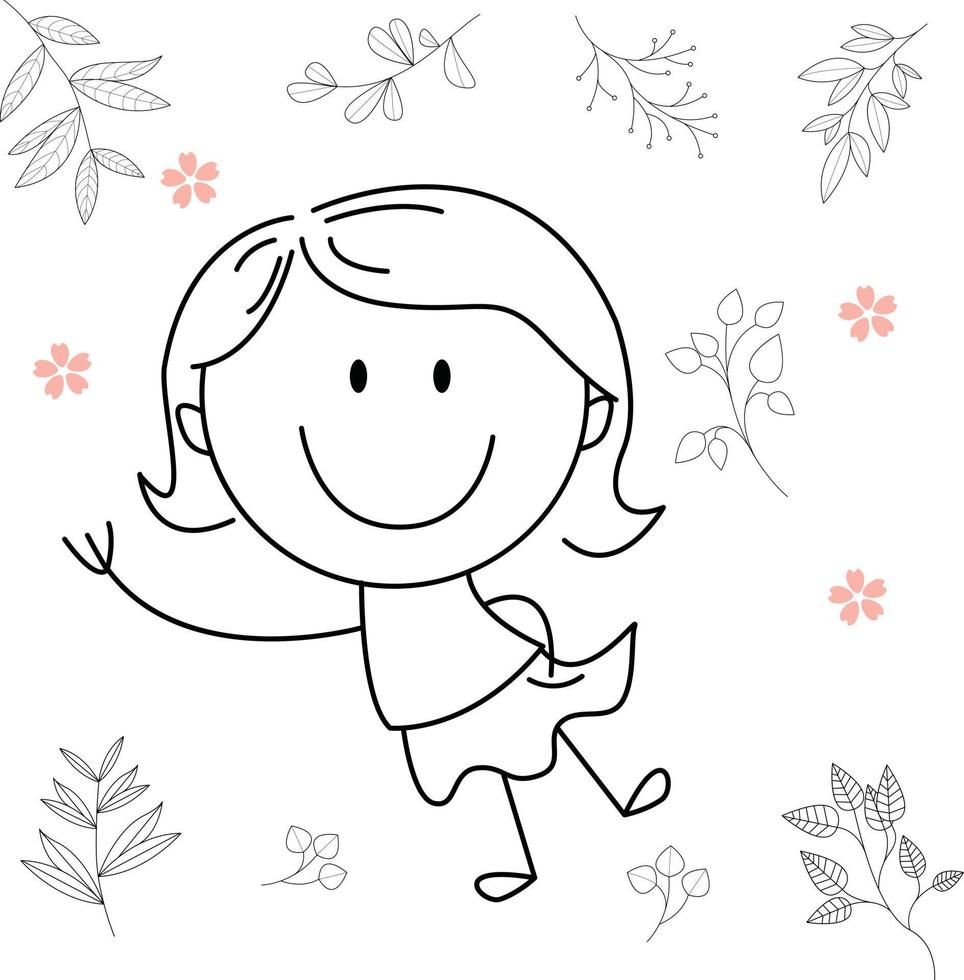 cartoon activity illustration of a smiling child for children's coloring book, and children's book. eps vector image.