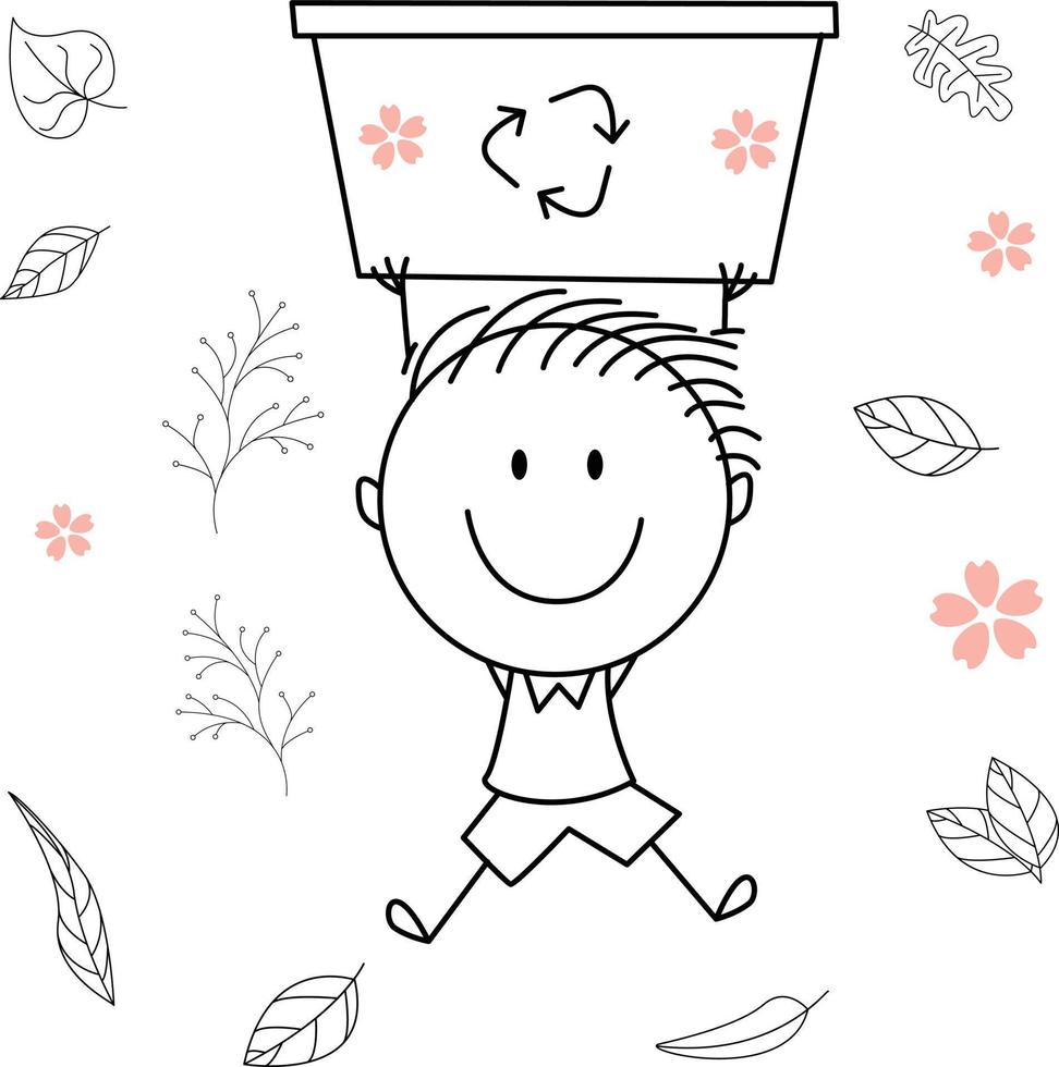 ilustración de actividad de dibujos animados de un niño sonriente para el libro de colorear para niños y el libro para niños. imagen vectorial eps. vector