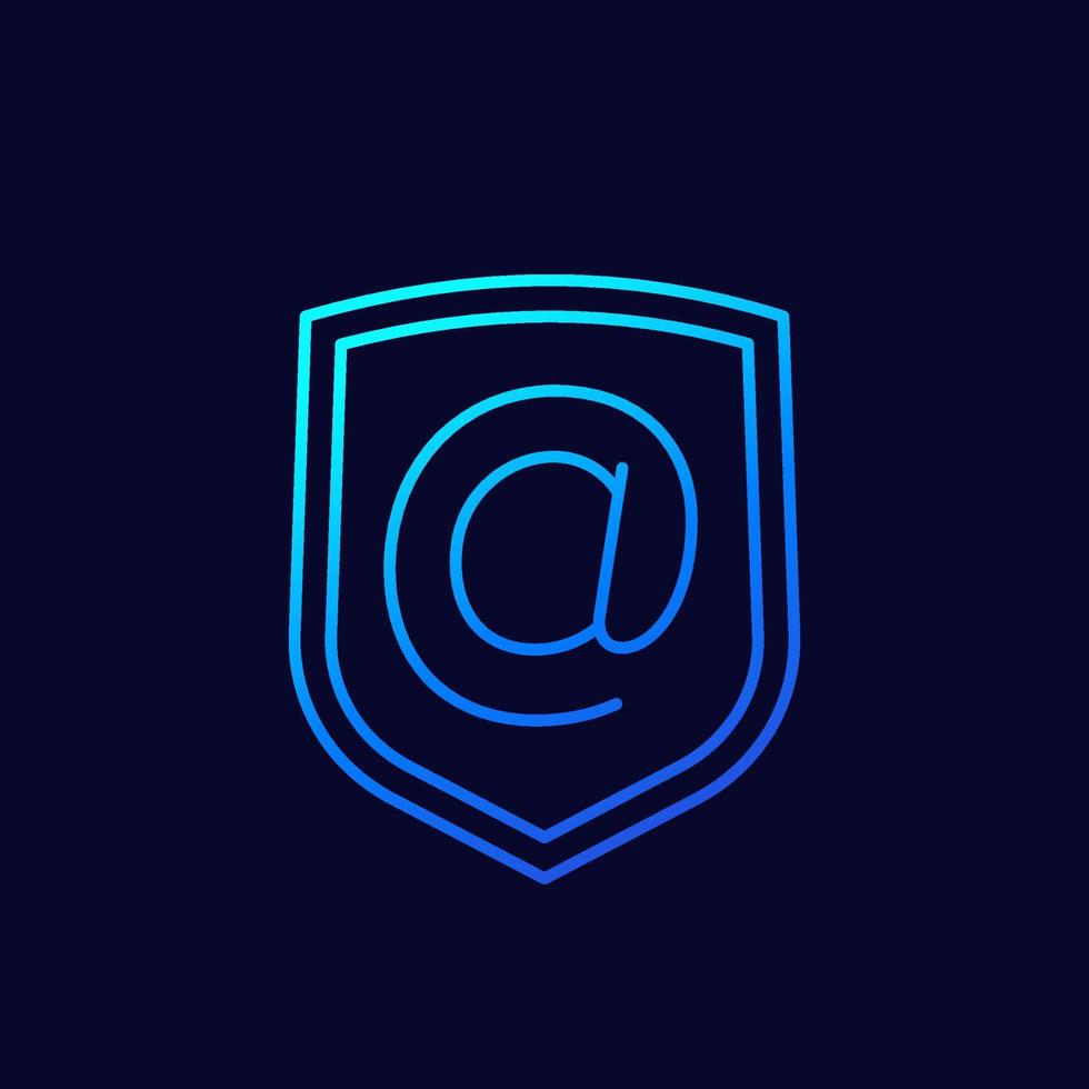 secure email, mail protection line vector icon