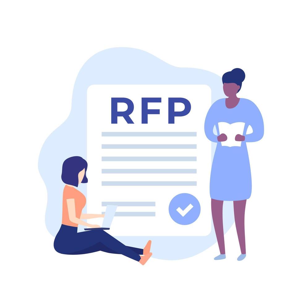 rfp, solicitud de propuesta y personas, vector