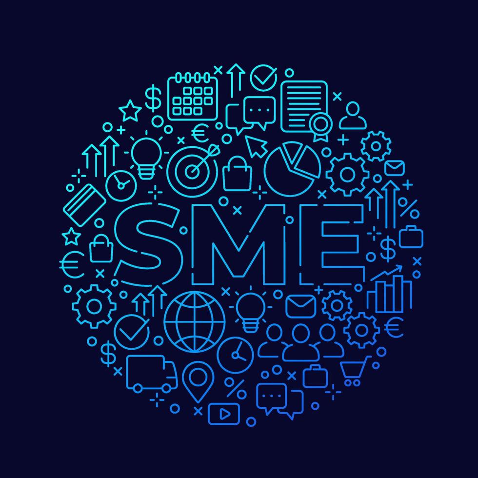 SME, small and medium enterprise, line art vector