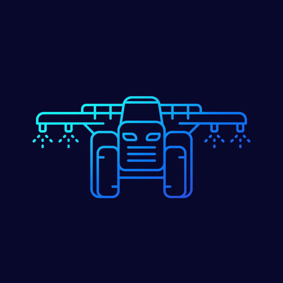 crop sprayer, tractor line vector icon