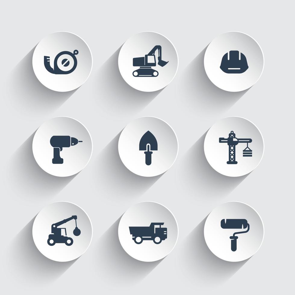 construction icons set vector