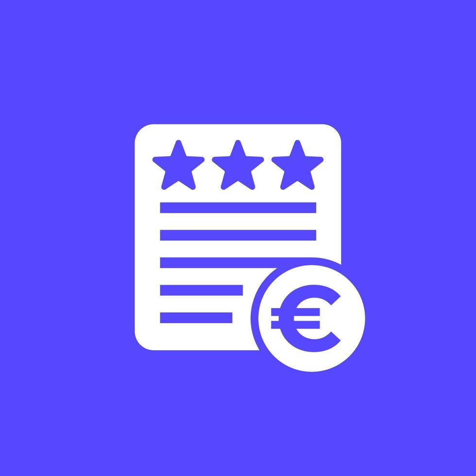 credit rating, score icon with euro vector