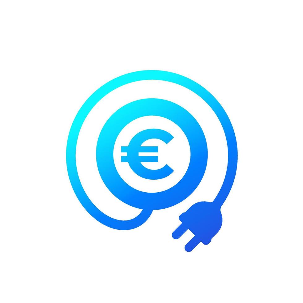 electricity cost icon with electric plug and euro vector