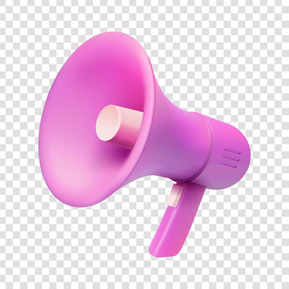 3D pink megaphone, Vector illustration