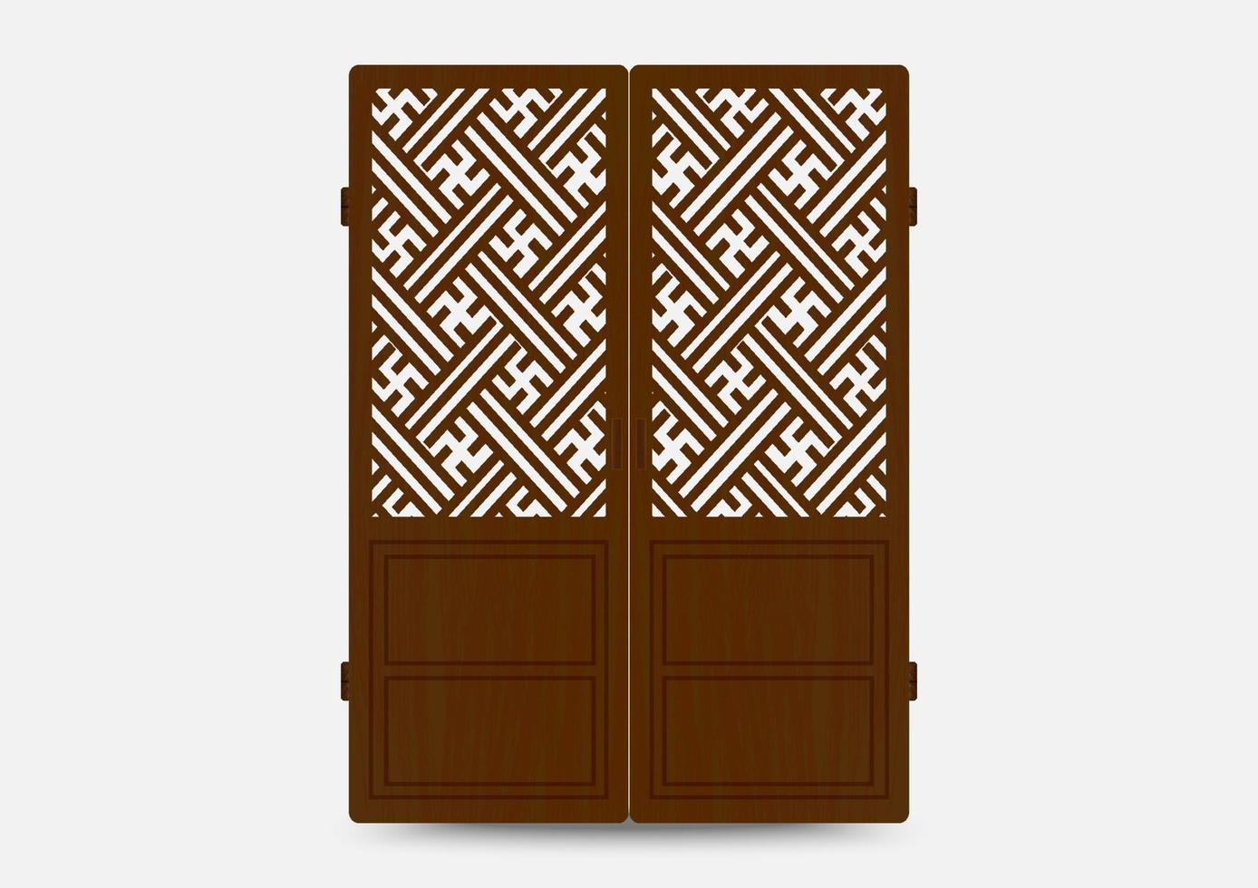 Traditional korean ornament frame pattern. Set of door and window antique decoration art. Silhouette vector illustration.