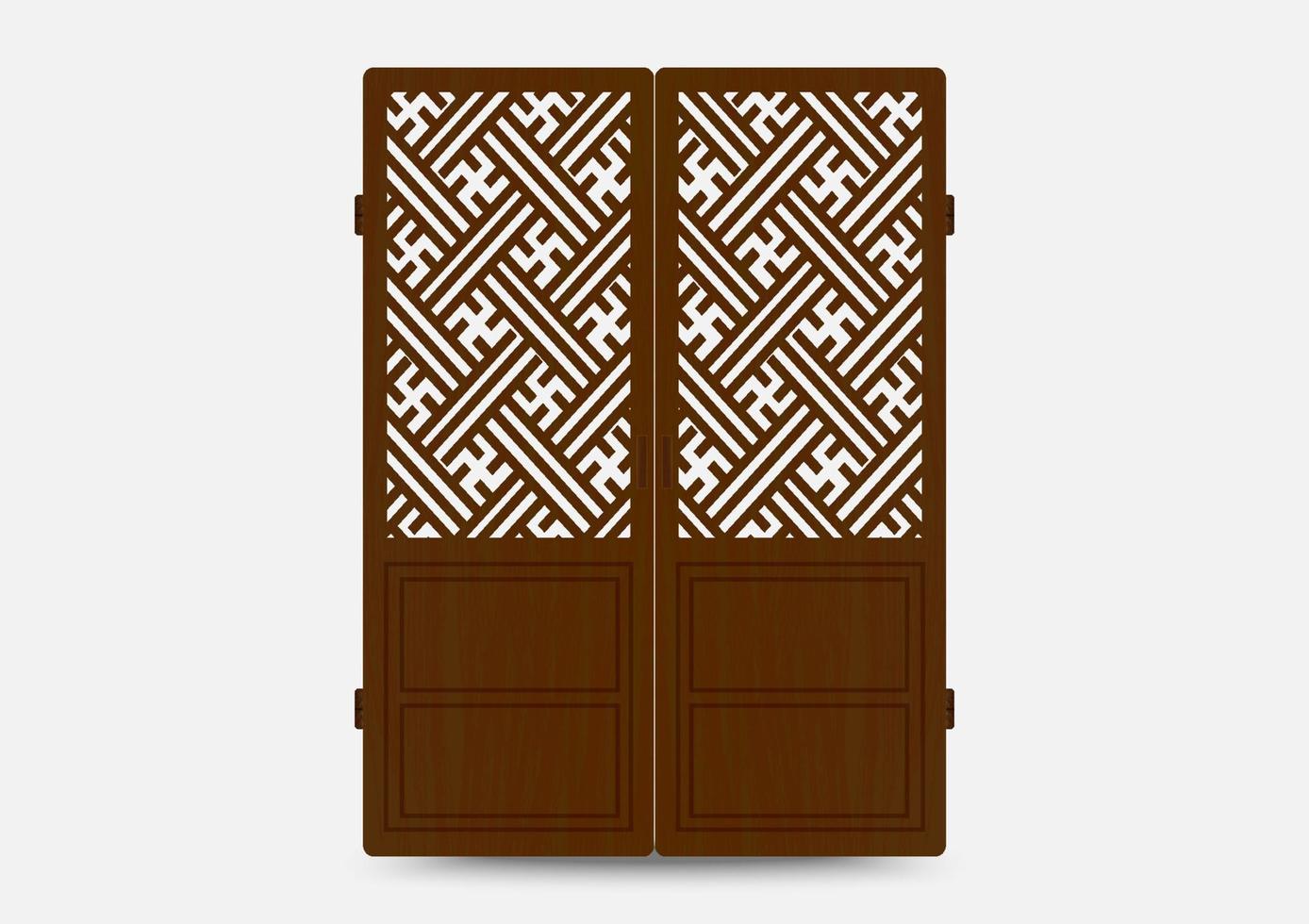 Traditional korean ornament frame pattern. Set of door and window antique decoration art. Silhouette vector illustration.