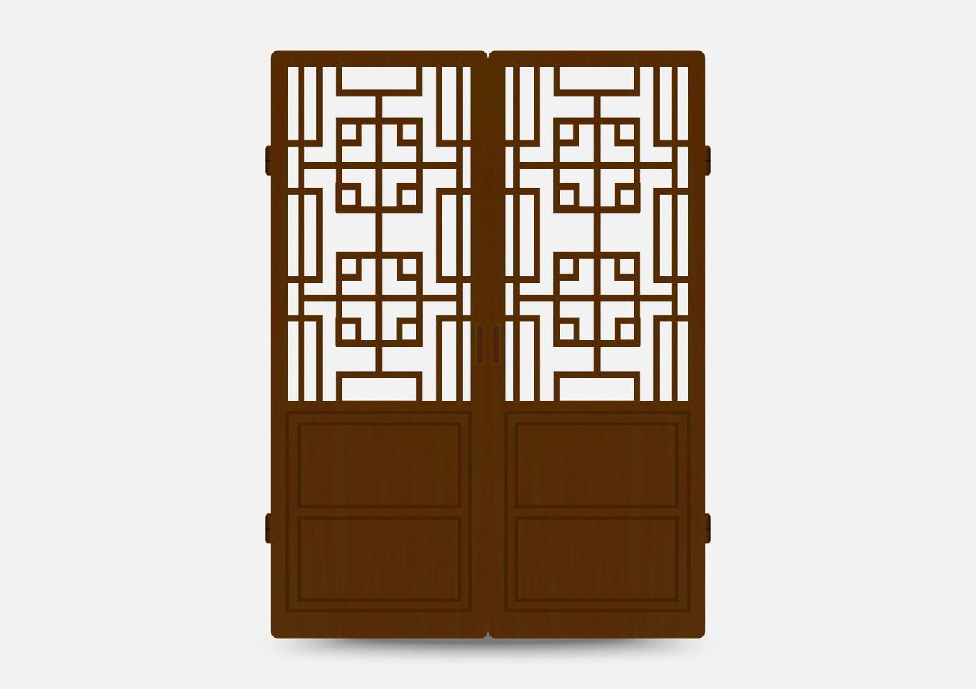 Traditional korean ornament frame pattern. Set of door and window antique decoration art. Silhouette vector illustration.