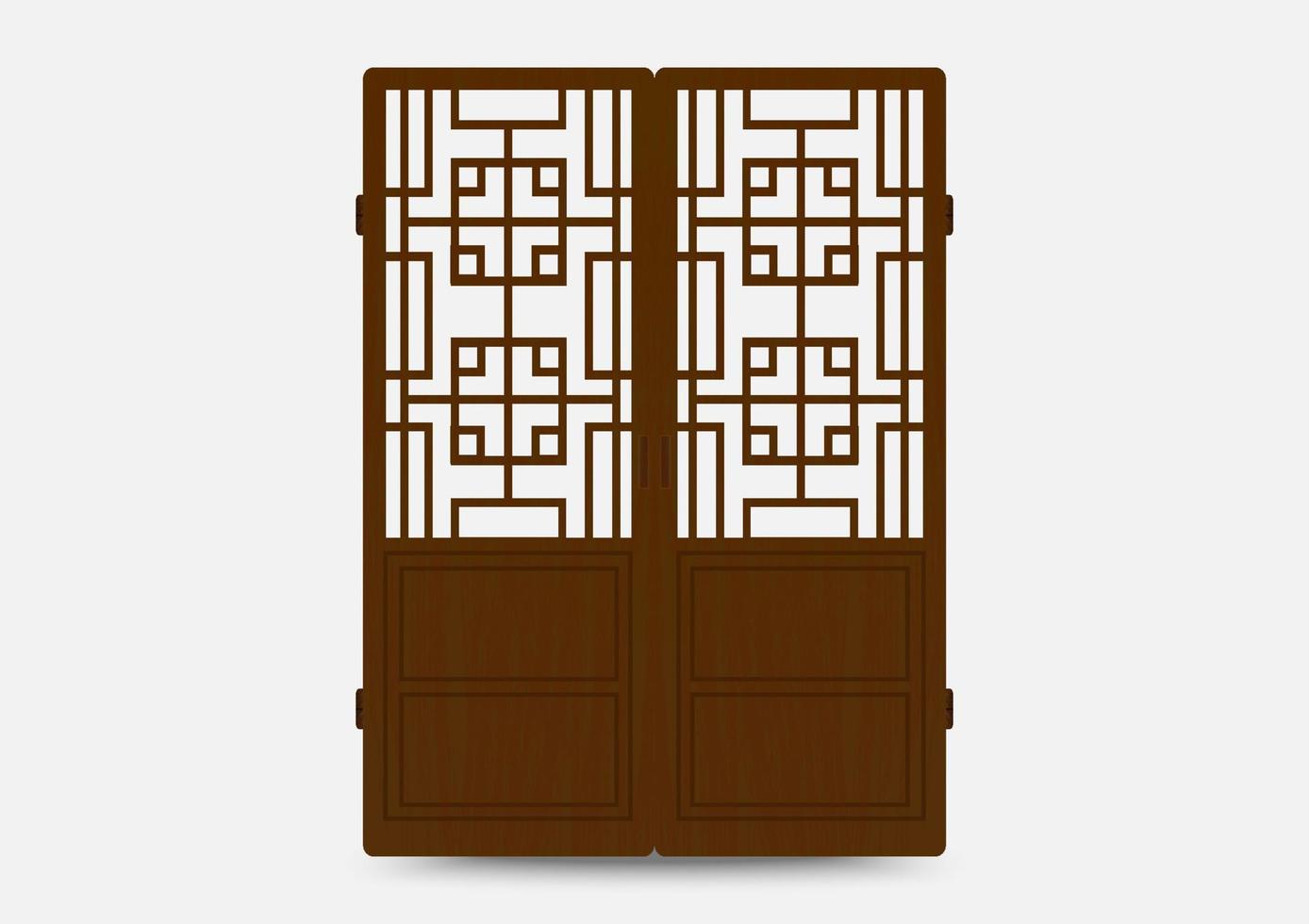 patrón de marco de adorno tradicional coreano. conjunto de puerta y ventana decoracion antigua art. ilustración vectorial de silueta. vector