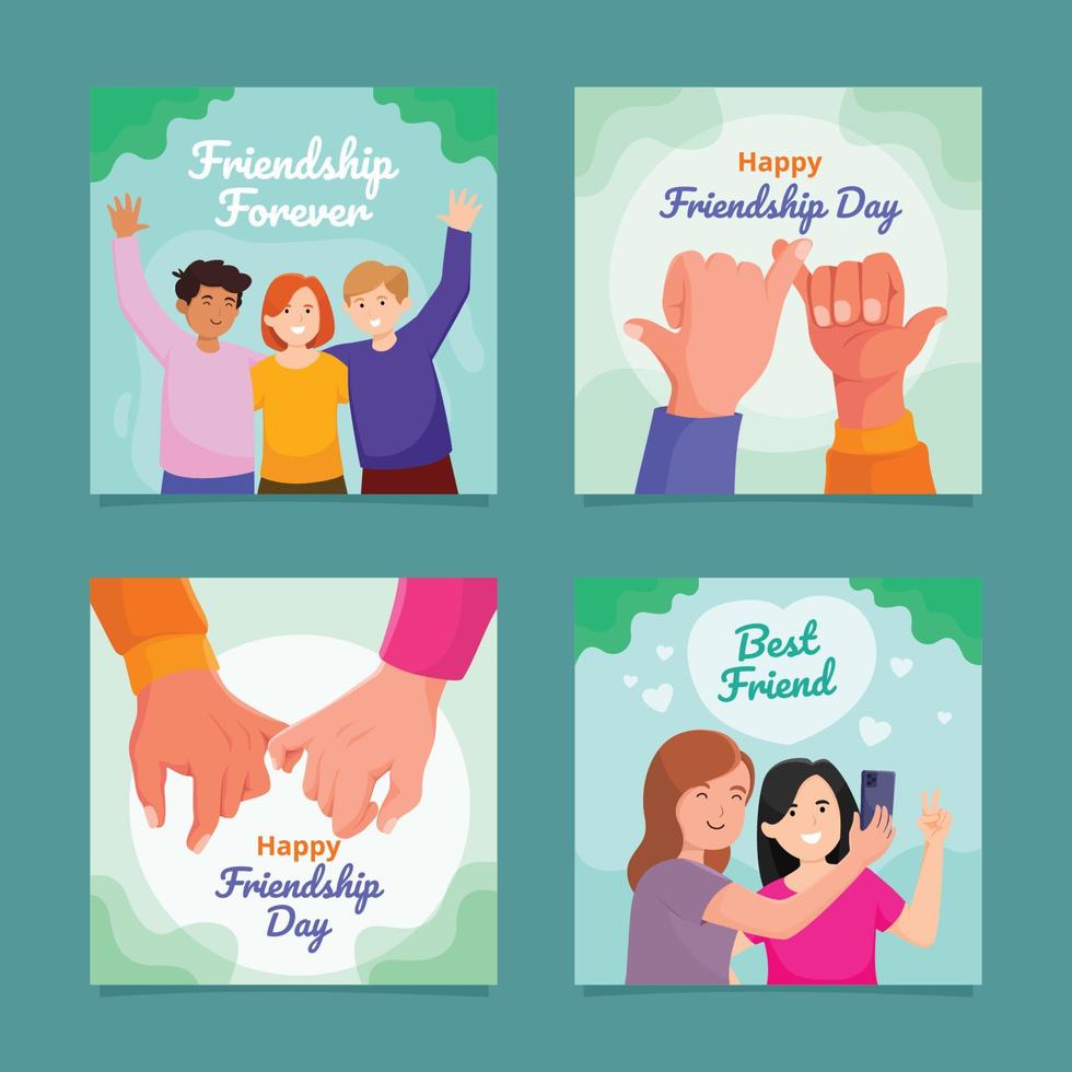 Happy Friendship Day Card Set vector