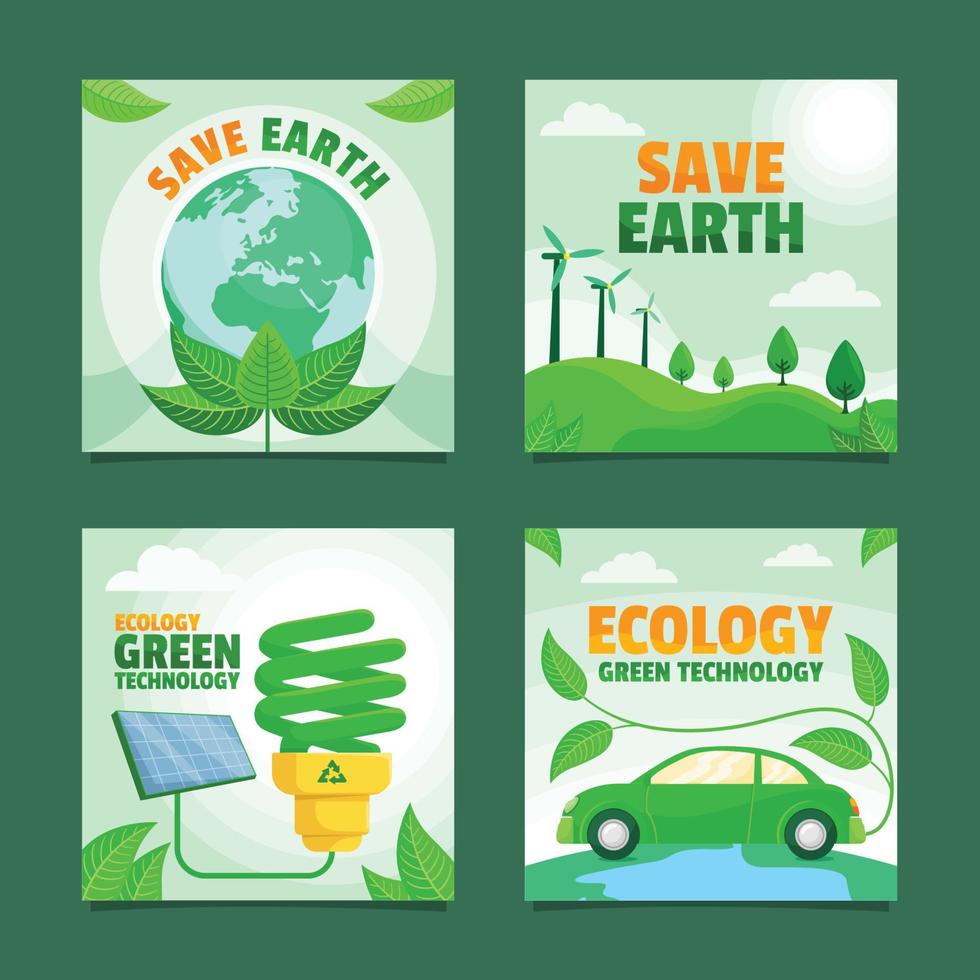 publicación en redes sociales de tecnología ecológica verde vector