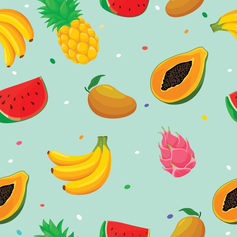 Tropical Fruit Seamless Background vector