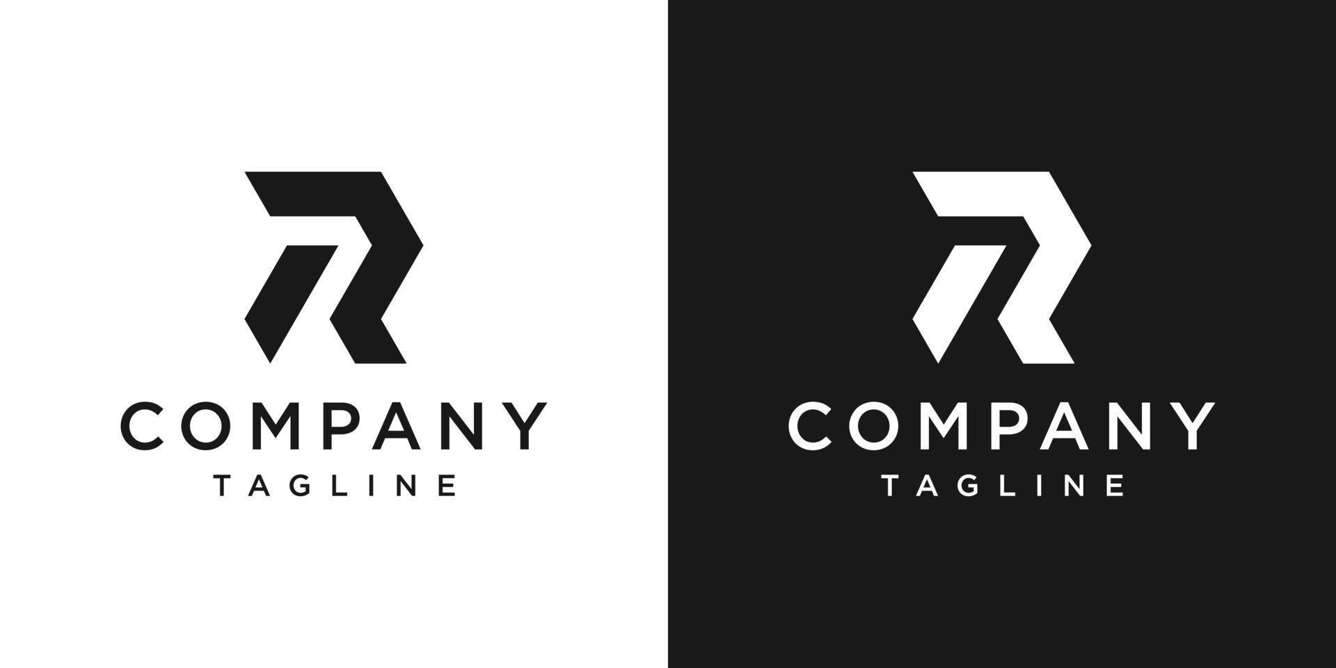 plantilla de icono de diseño de logotipo de monograma de letra creativa r fondo blanco y negro vector