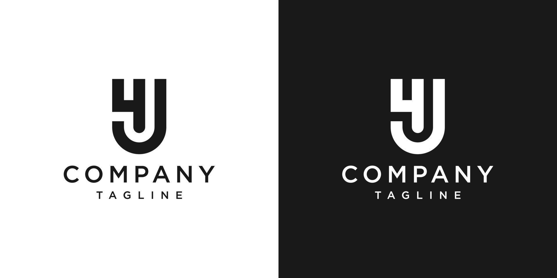 Creative Letter 4J Monogram Logo Design Icon Template White and Black Background vector