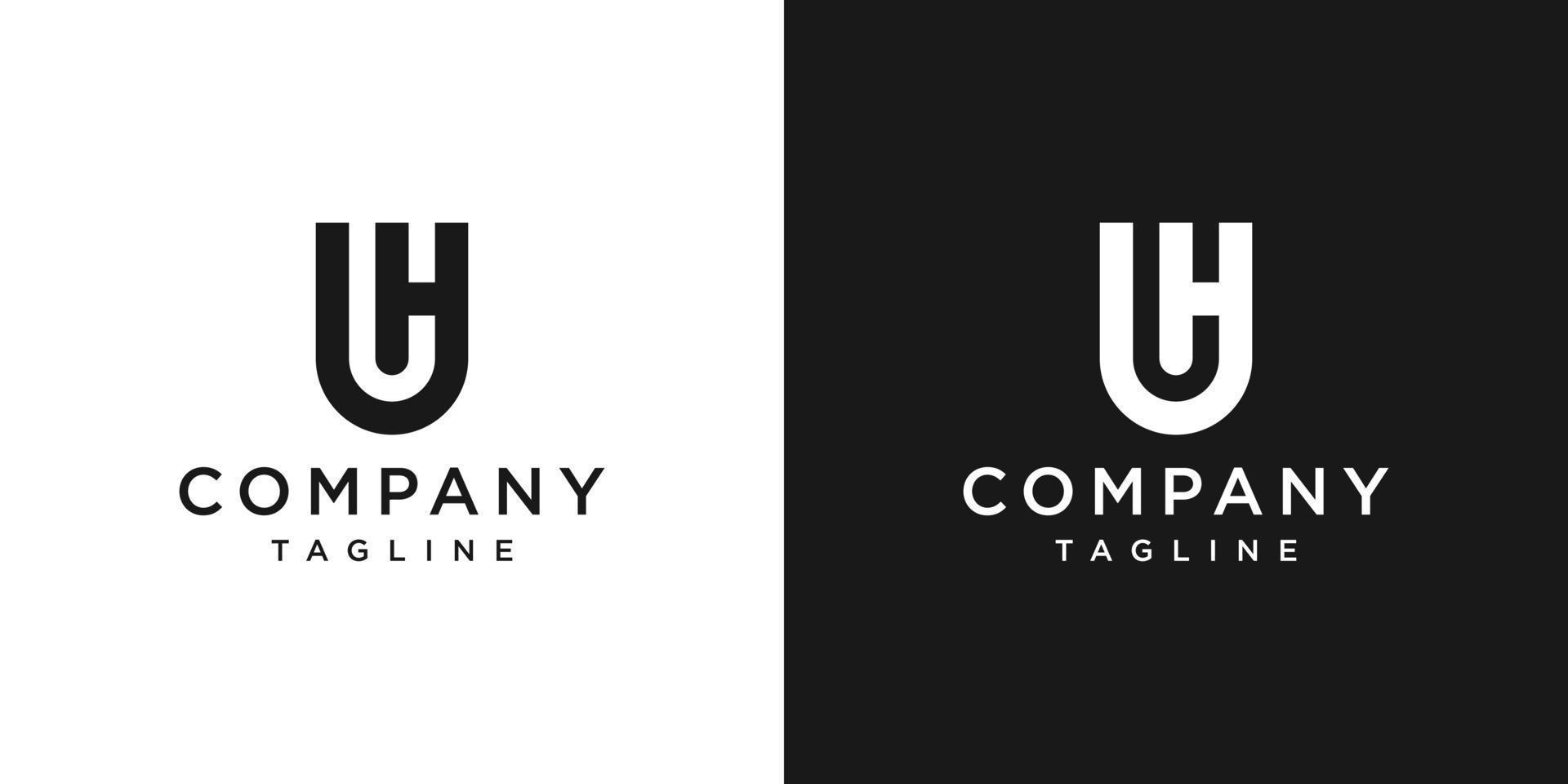 Creative Letter UH Monogram Logo Design Icon Template White and Black Background vector