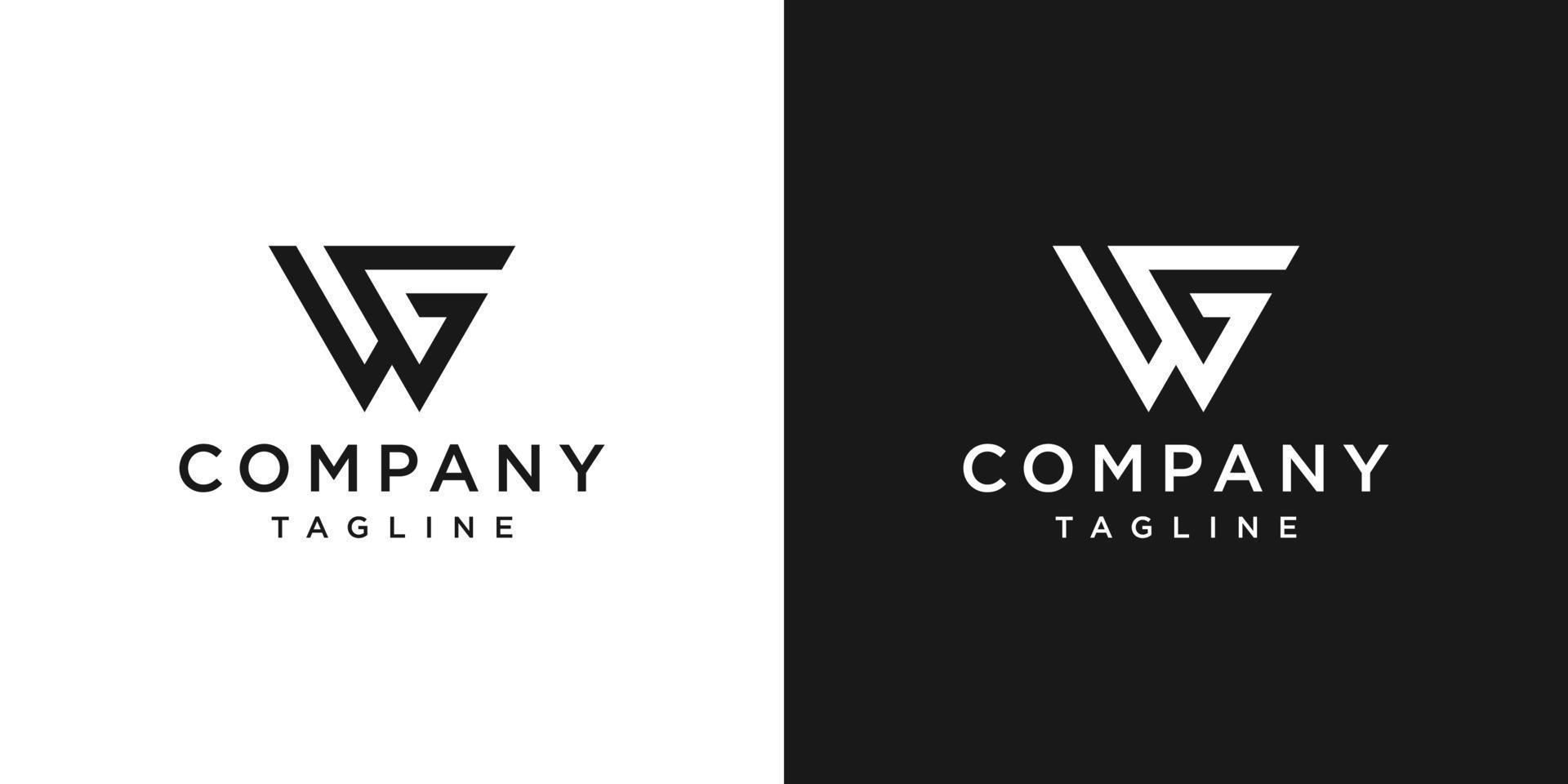 plantilla de icono de diseño de logotipo de monograma wg de letra creativa fondo blanco y negro vector