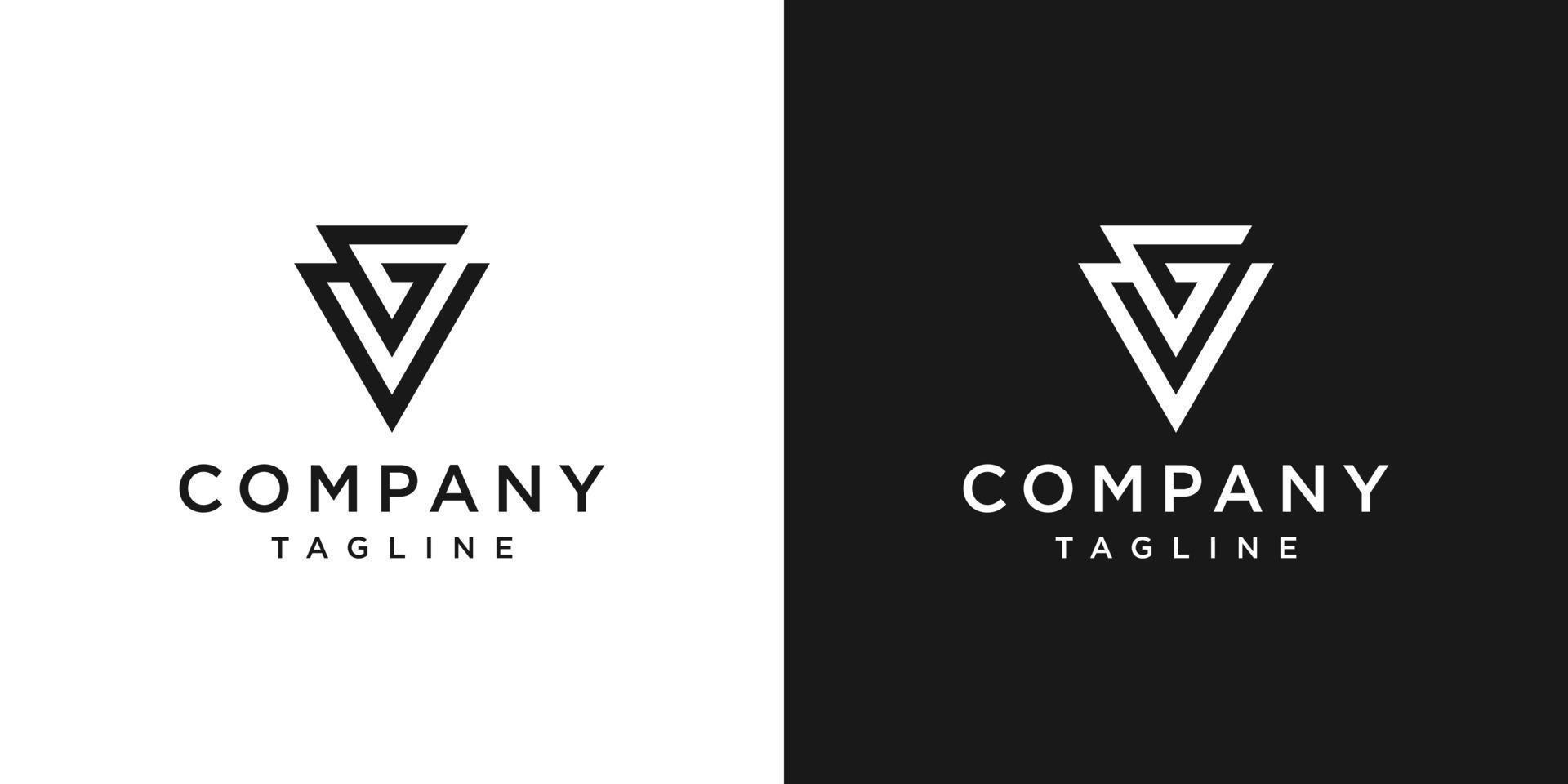 plantilla de icono de diseño de logotipo de monograma de letra creativa gv fondo blanco y negro vector