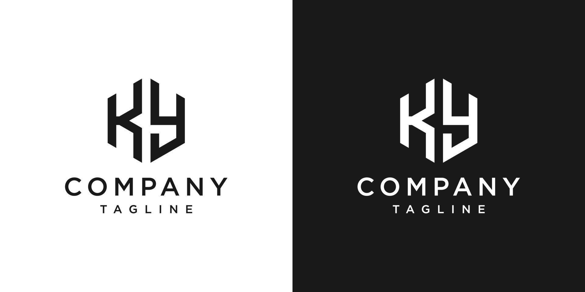 Creative Letter KY Monogram Logo Design Icon Template White and Black Background vector