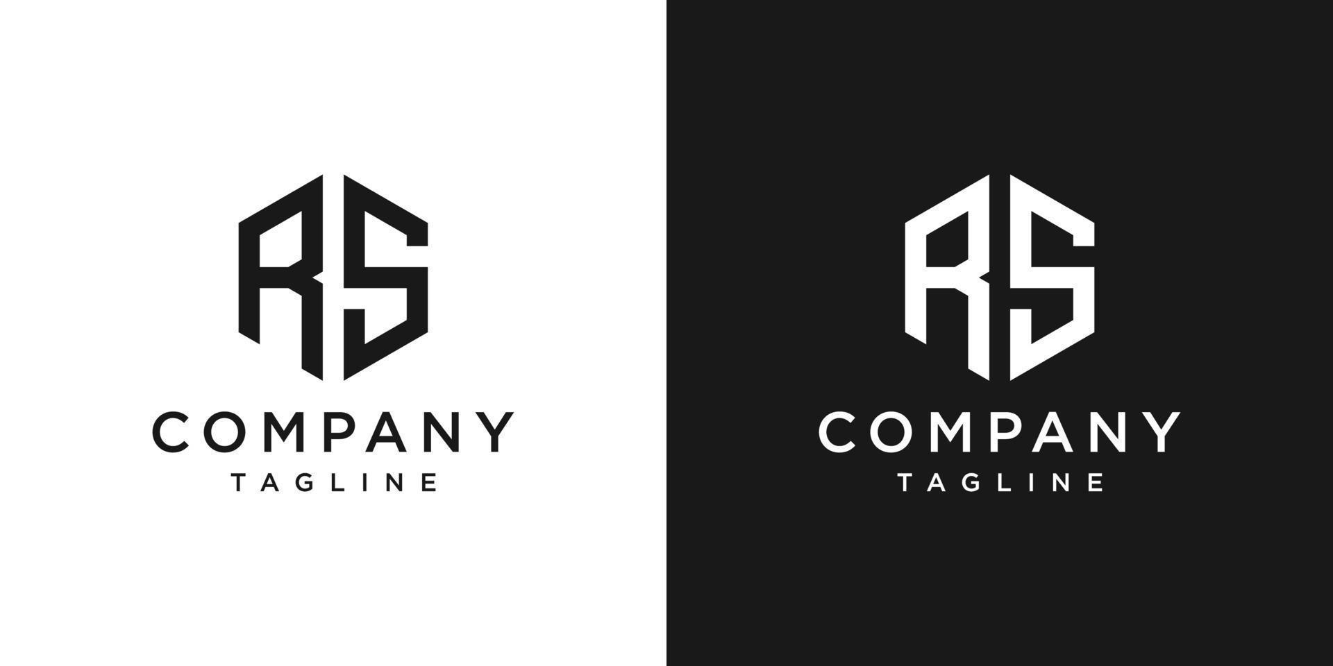 plantilla de icono de diseño de logotipo de monograma de letra creativa rs fondo blanco y negro vector