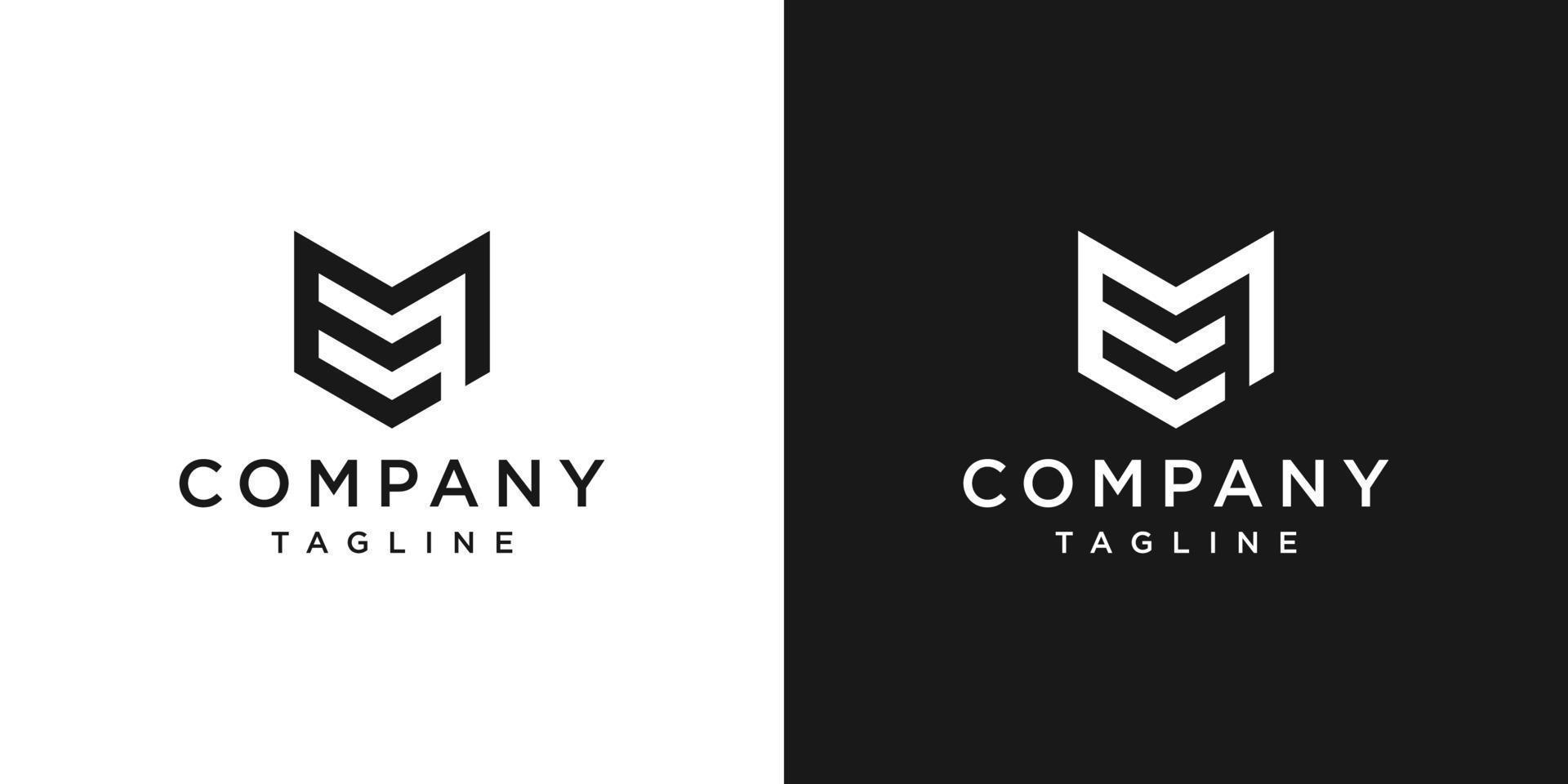 Creative Letter ME Monogram Logo Design Icon Template White and Black Background vector