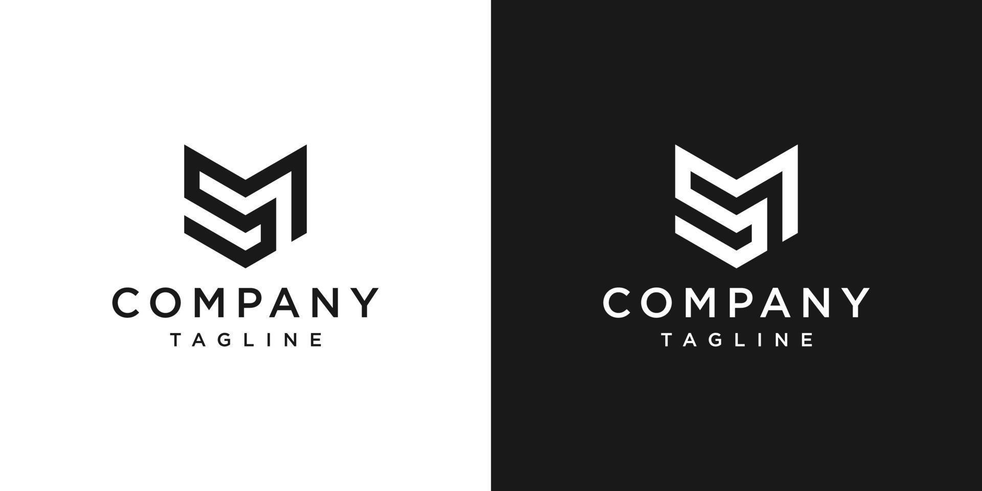 Creative Letter SM Monogram Logo Design Icon Template White and Black Background vector