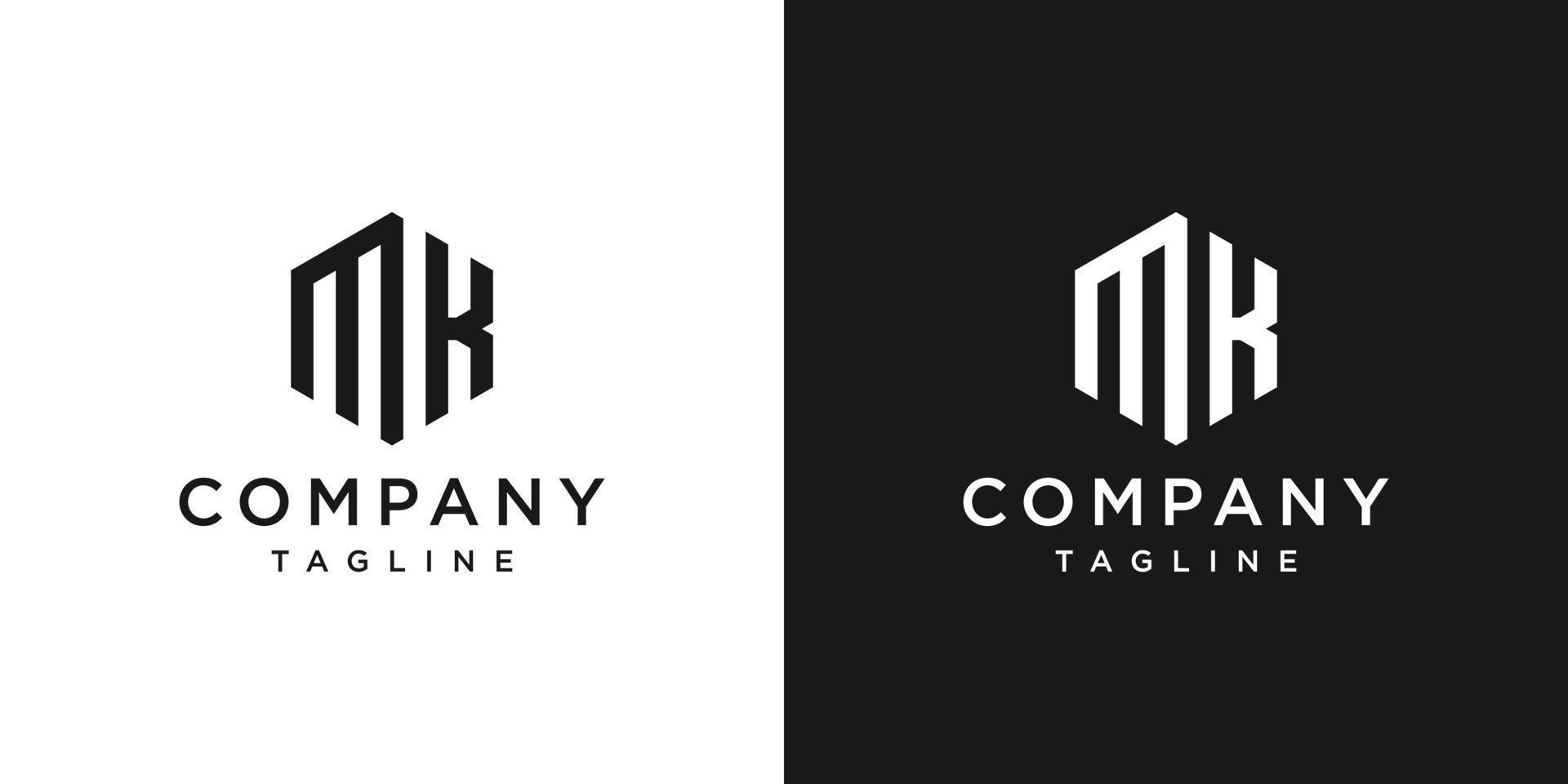 Creative Letter MK Monogram Logo Design Icon Template White and Black Background vector