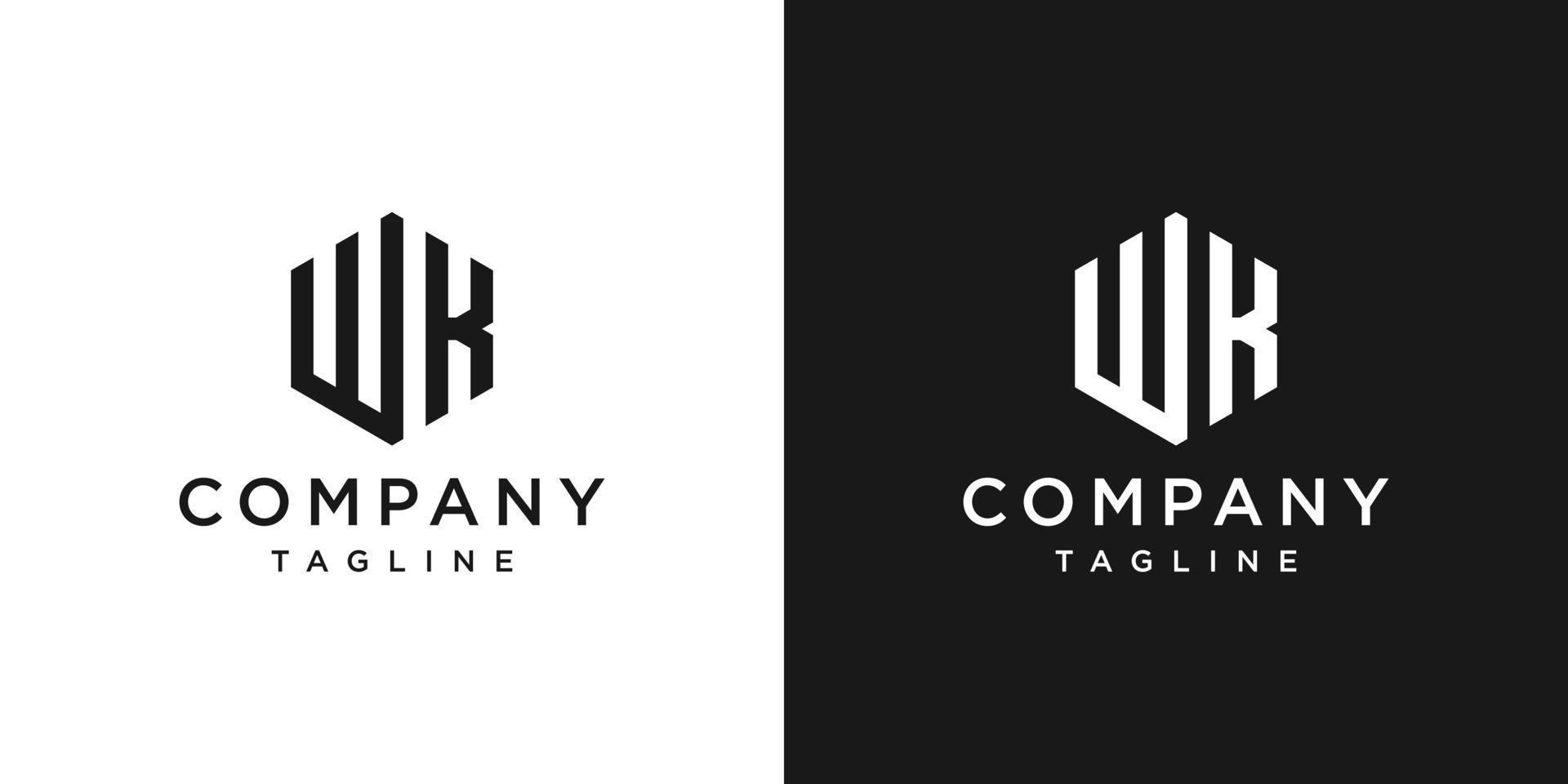 plantilla de icono de diseño de logotipo de monograma wk de letra creativa fondo blanco y negro vector
