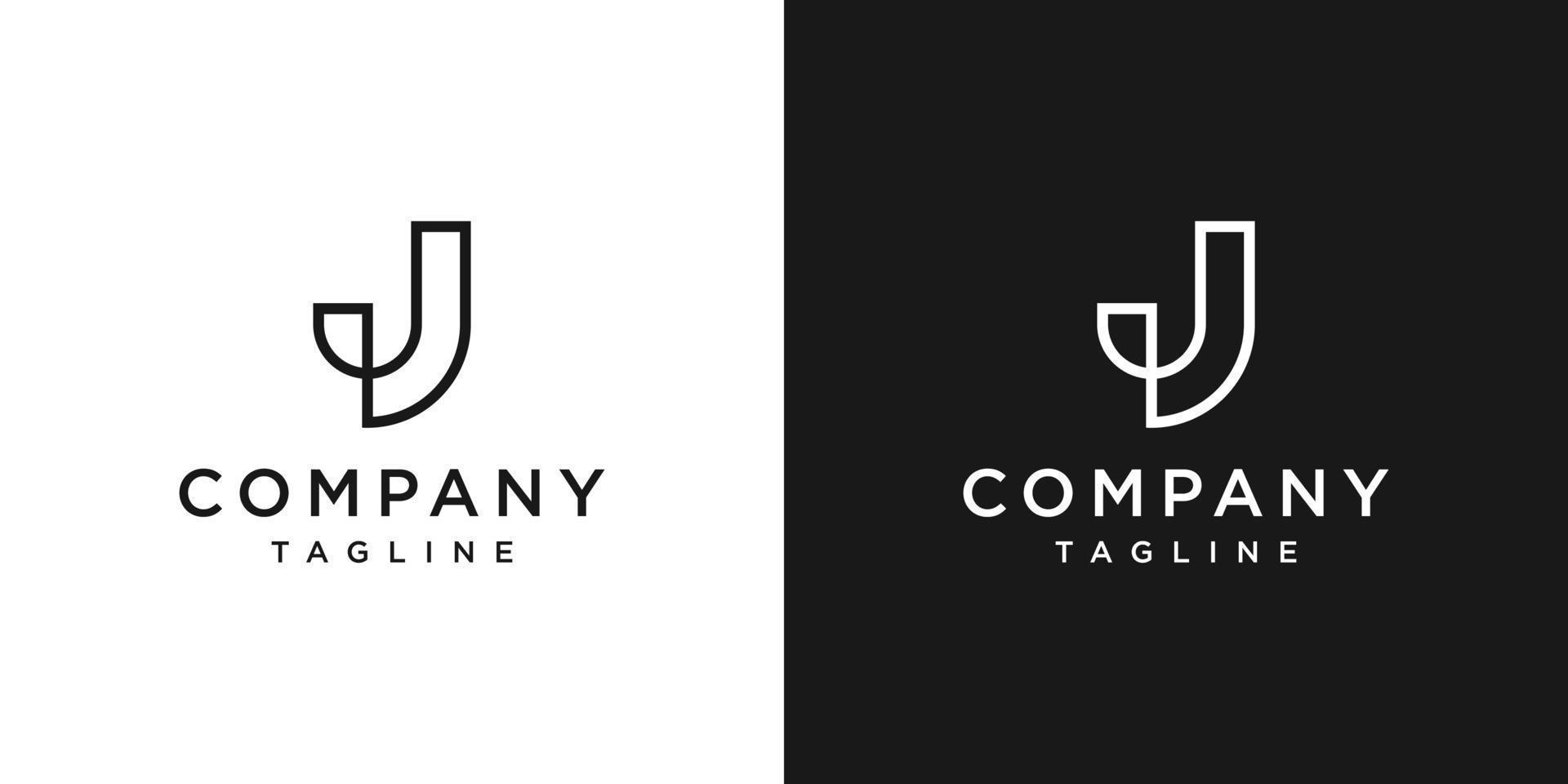 Creative Letter J Monogram Logo Design Icon Template White and Black Background vector