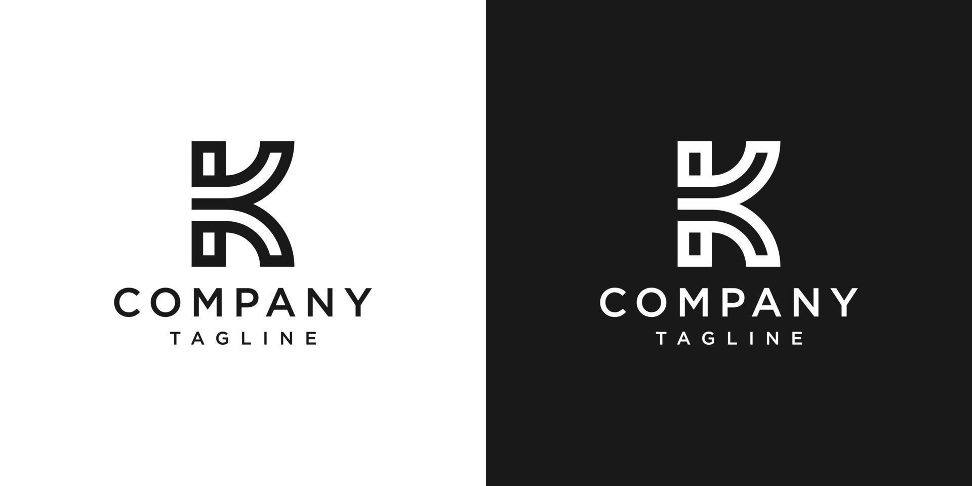 Creative Initial K Monogram Logo Design Icon Template White and Black Background vector
