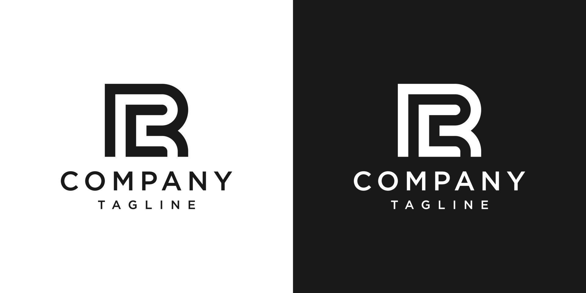 plantilla de icono de diseño de logotipo de monograma de letra creativa rc fondo blanco y negro vector