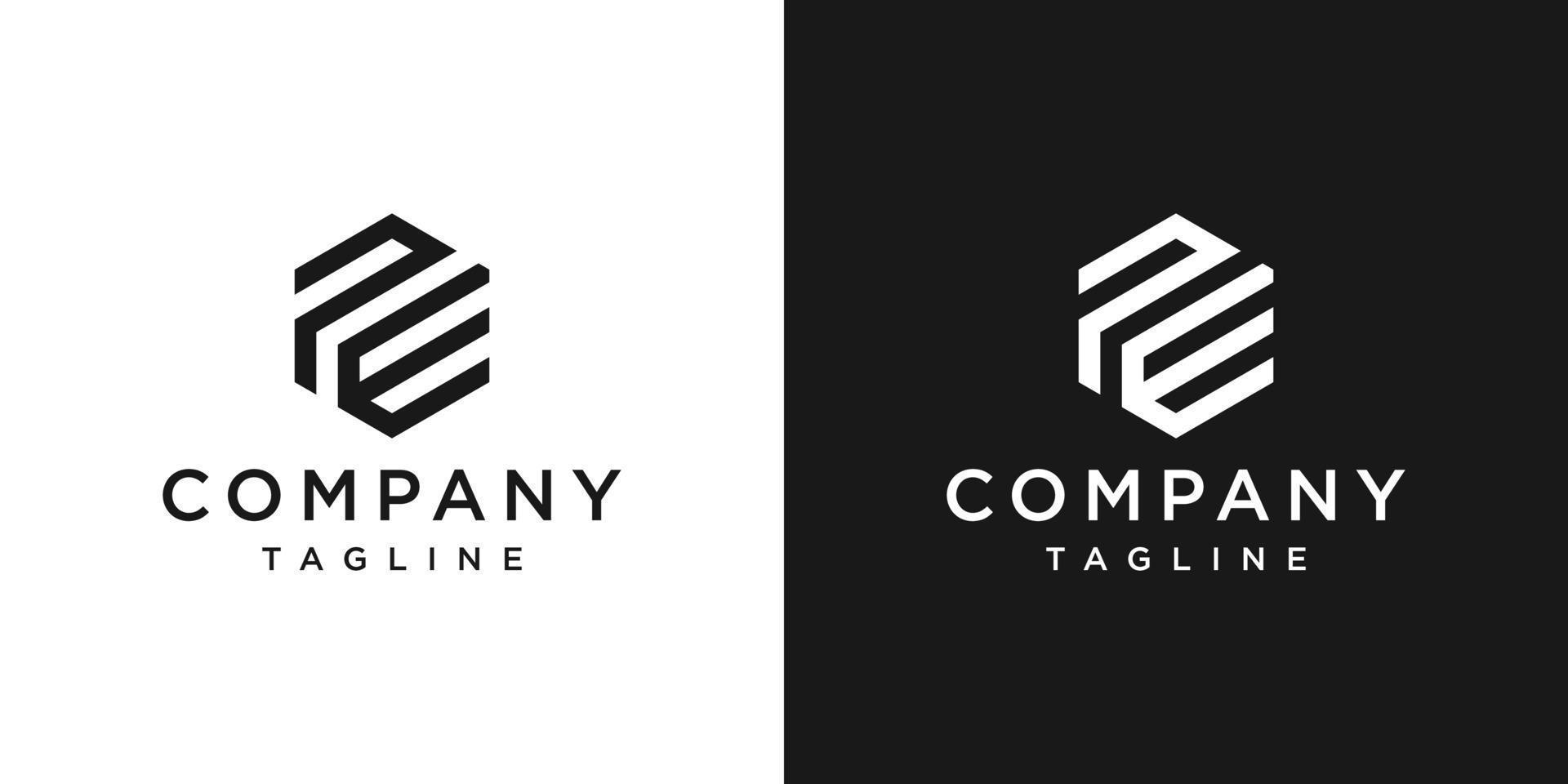 Creative Letter PE Monogram Logo Design Icon Template White and Black Background vector