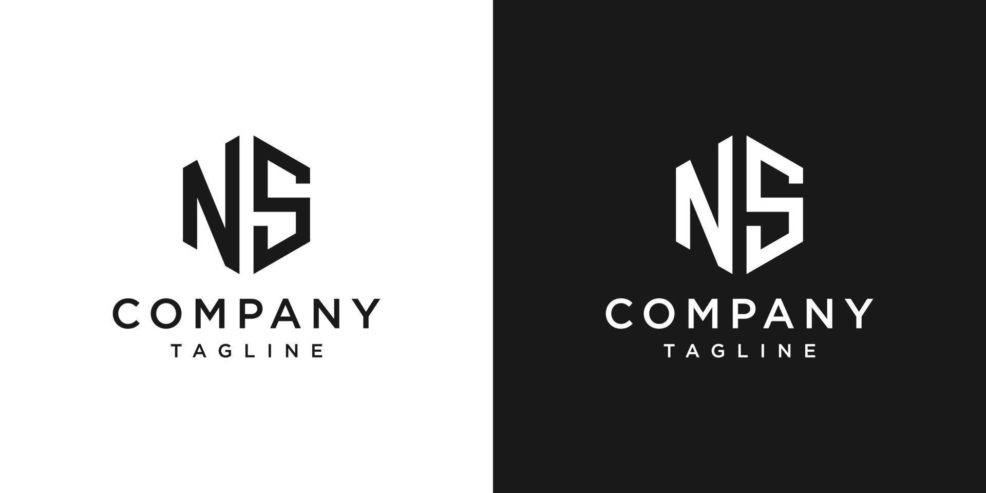 plantilla de icono de diseño de logotipo de monograma de letra creativa ns fondo blanco y negro vector