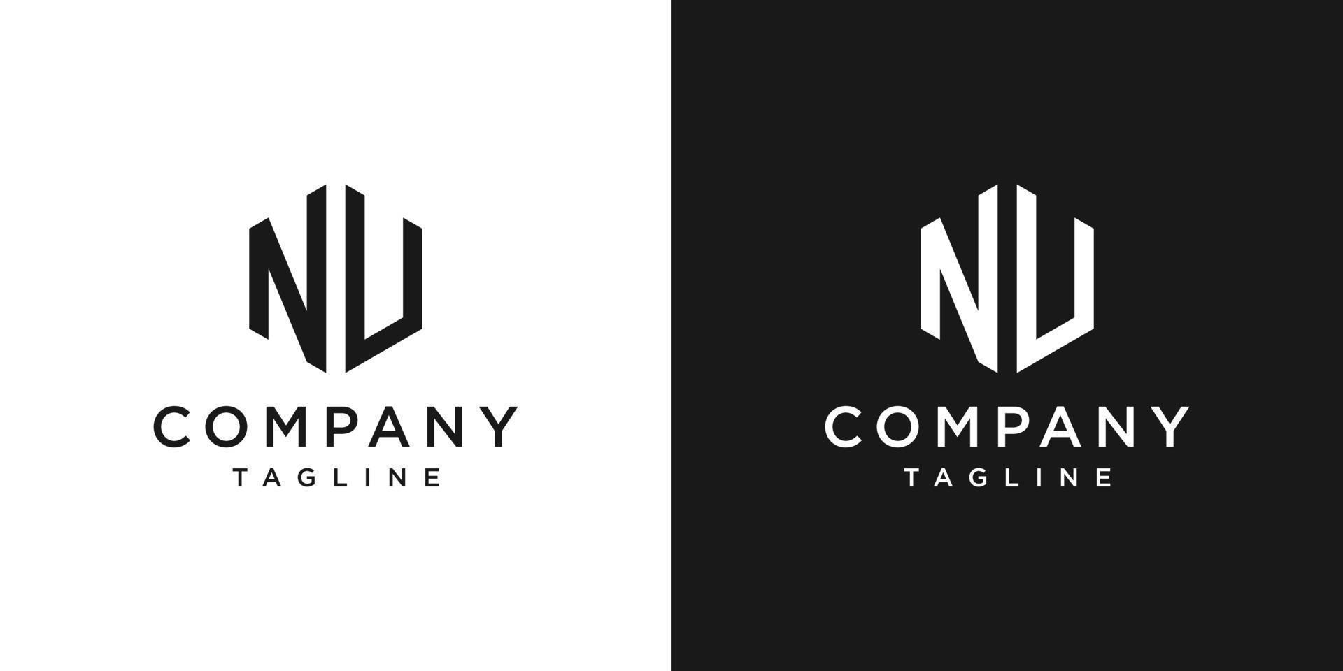 Creative Letter NU Monogram Logo Design Icon Template White and Black Background vector