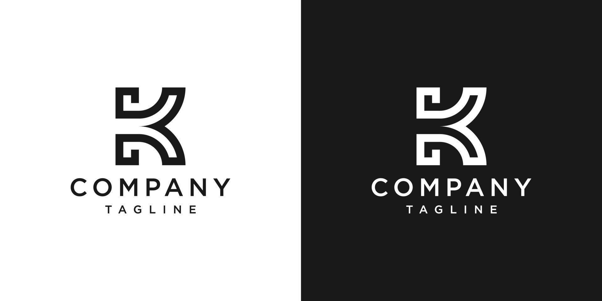 plantilla de icono de diseño de logotipo de monograma de letra k creativa fondo blanco y negro vector