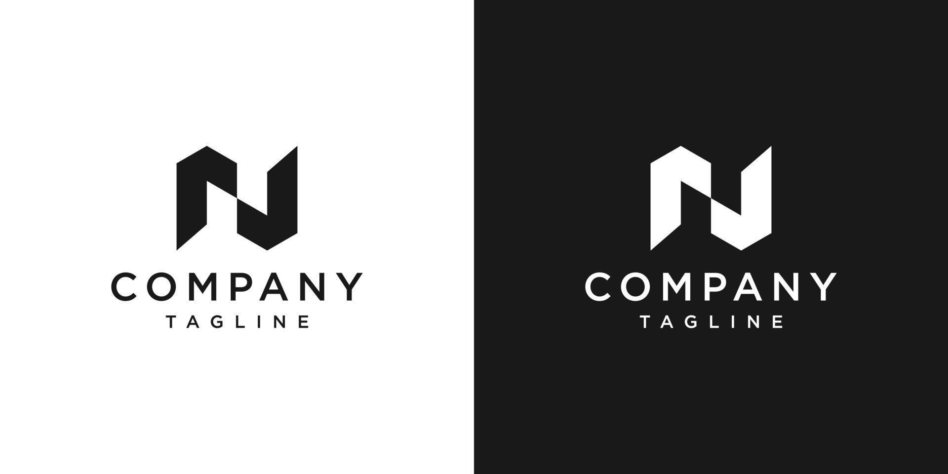 Initial Letter N Monogram Logo Design Icon Template White and Black Background vector