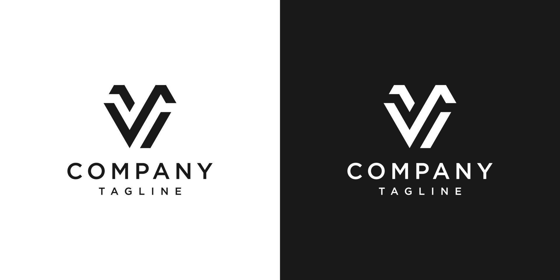 plantilla de icono de diseño de logotipo de carta creativa vs monograma fondo blanco y negro vector