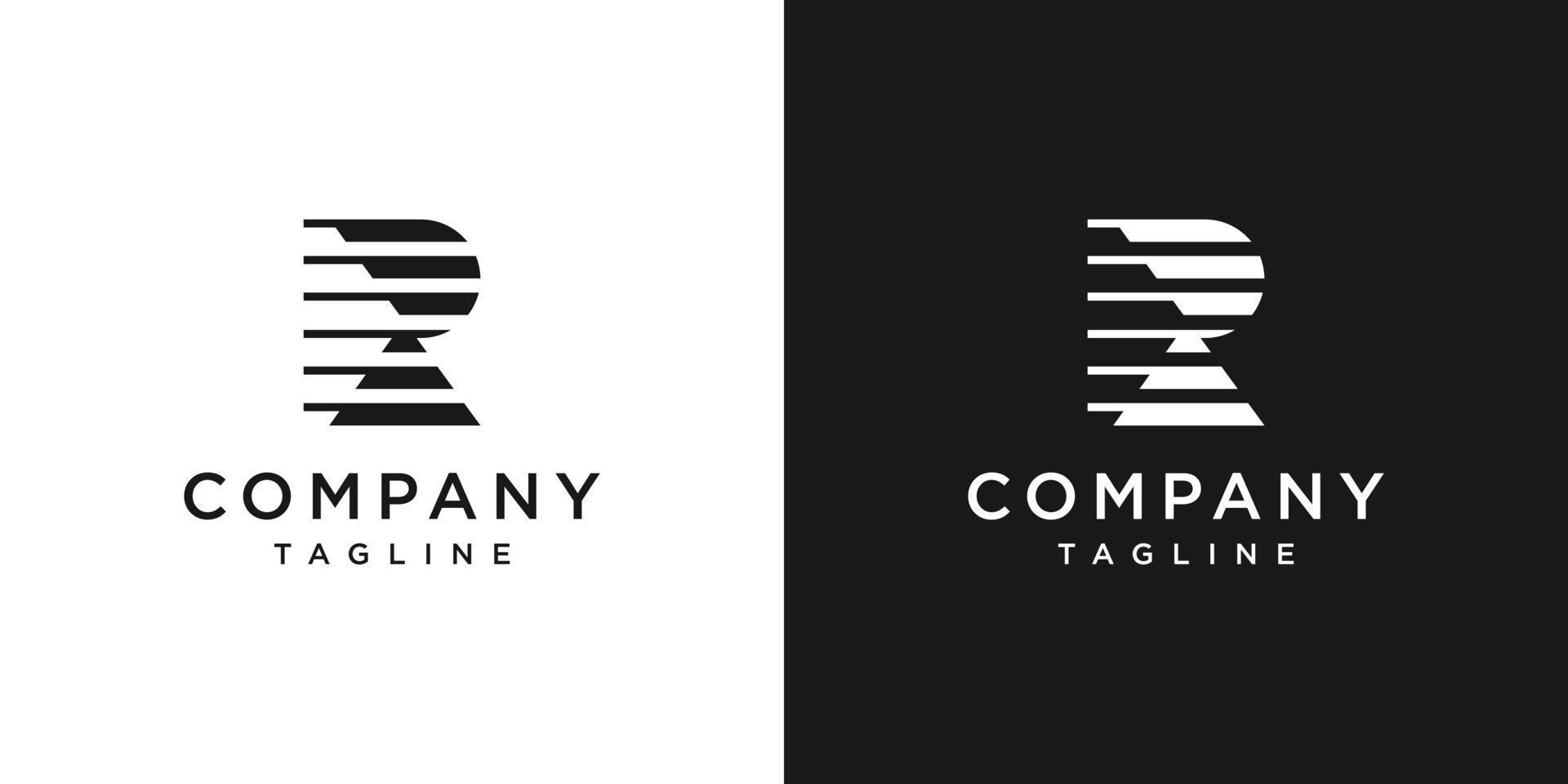 Creative Letter R Tech Monogram Logo Design Icon Template White and Black Background vector