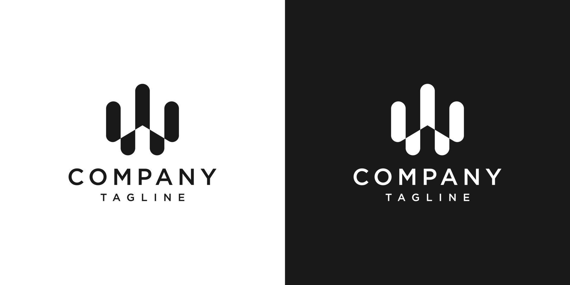 Creative Letter W Monogram Logo Design Icon Template White and Black Background vector