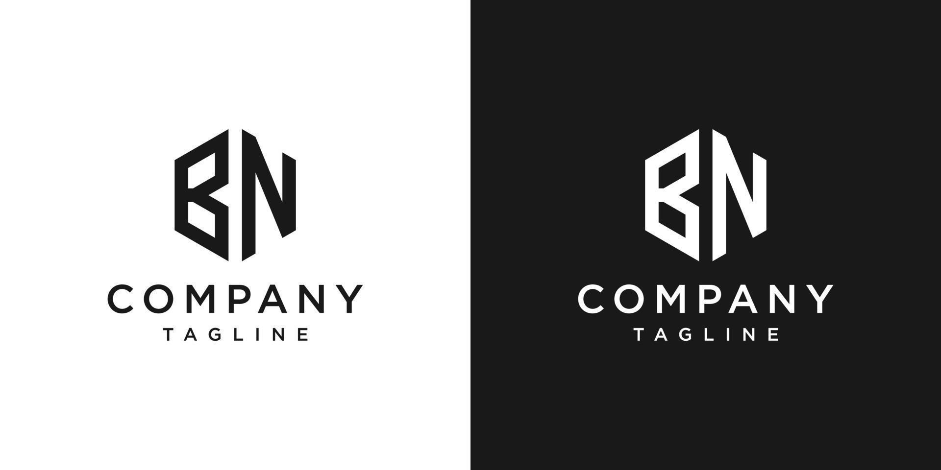 Creative Letter BN Monogram Logo Design Icon Template White and Black Background vector