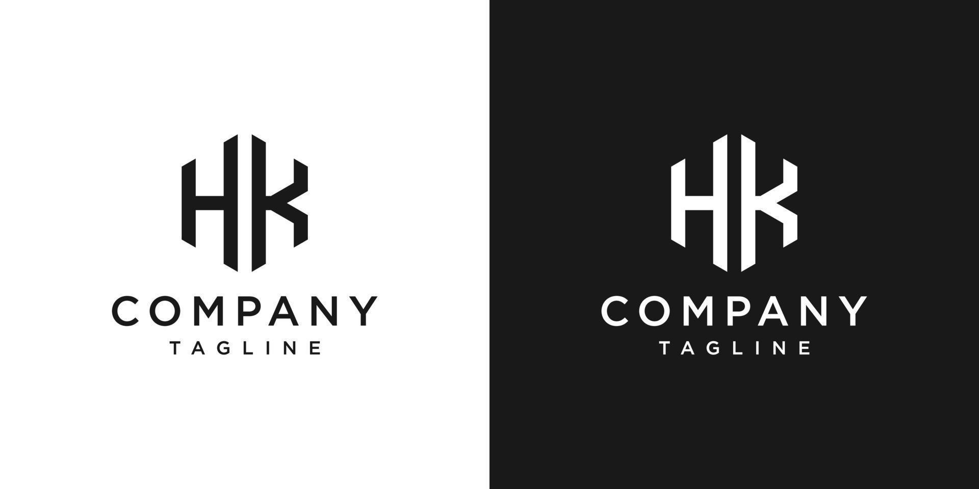 plantilla de icono de diseño de logotipo de monograma hk de letra creativa fondo blanco y negro vector