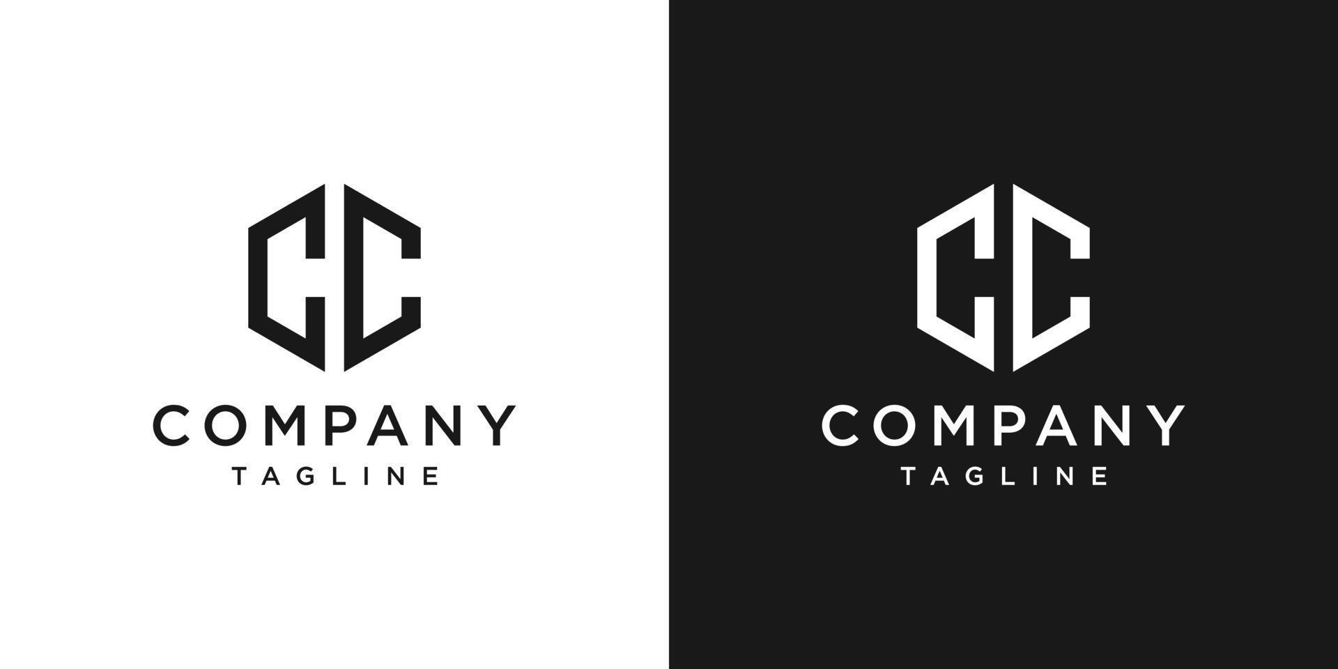 plantilla de icono de diseño de logotipo de monograma de letra creativa cc fondo blanco y negro vector