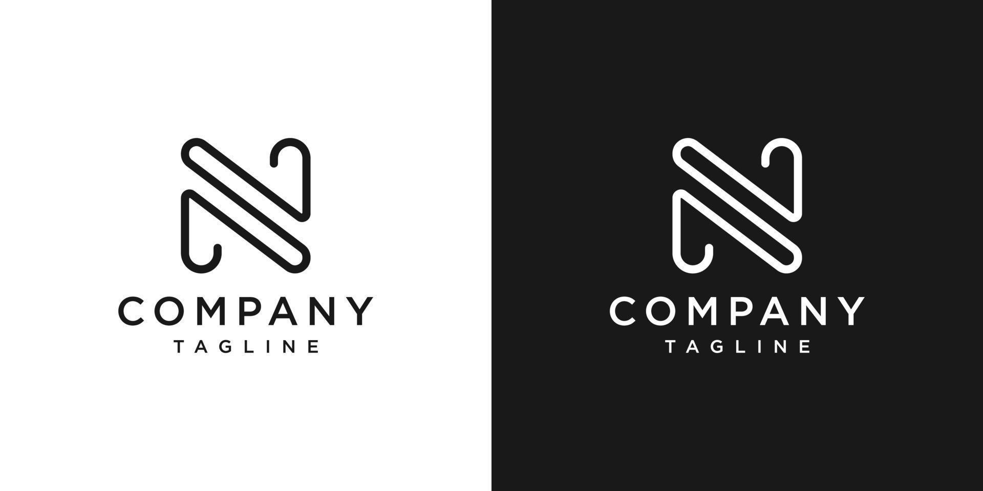 Creative Letter N Monogram Logo Design Icon Template White and Black Background vector