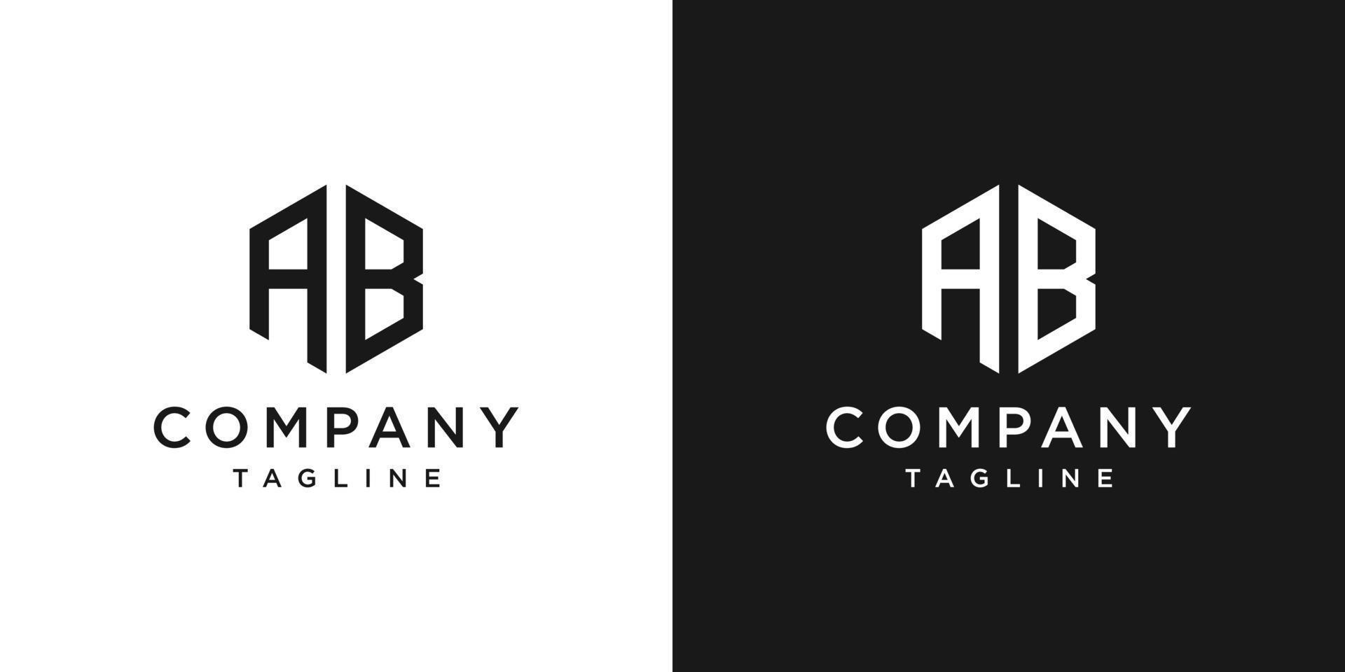 plantilla de icono de diseño de logotipo de monograma de letra creativa ab fondo blanco y negro vector