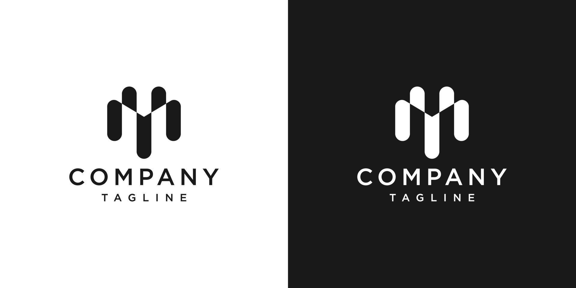 Creative Letter M Monogram Logo Design Icon Template White and Black Background vector