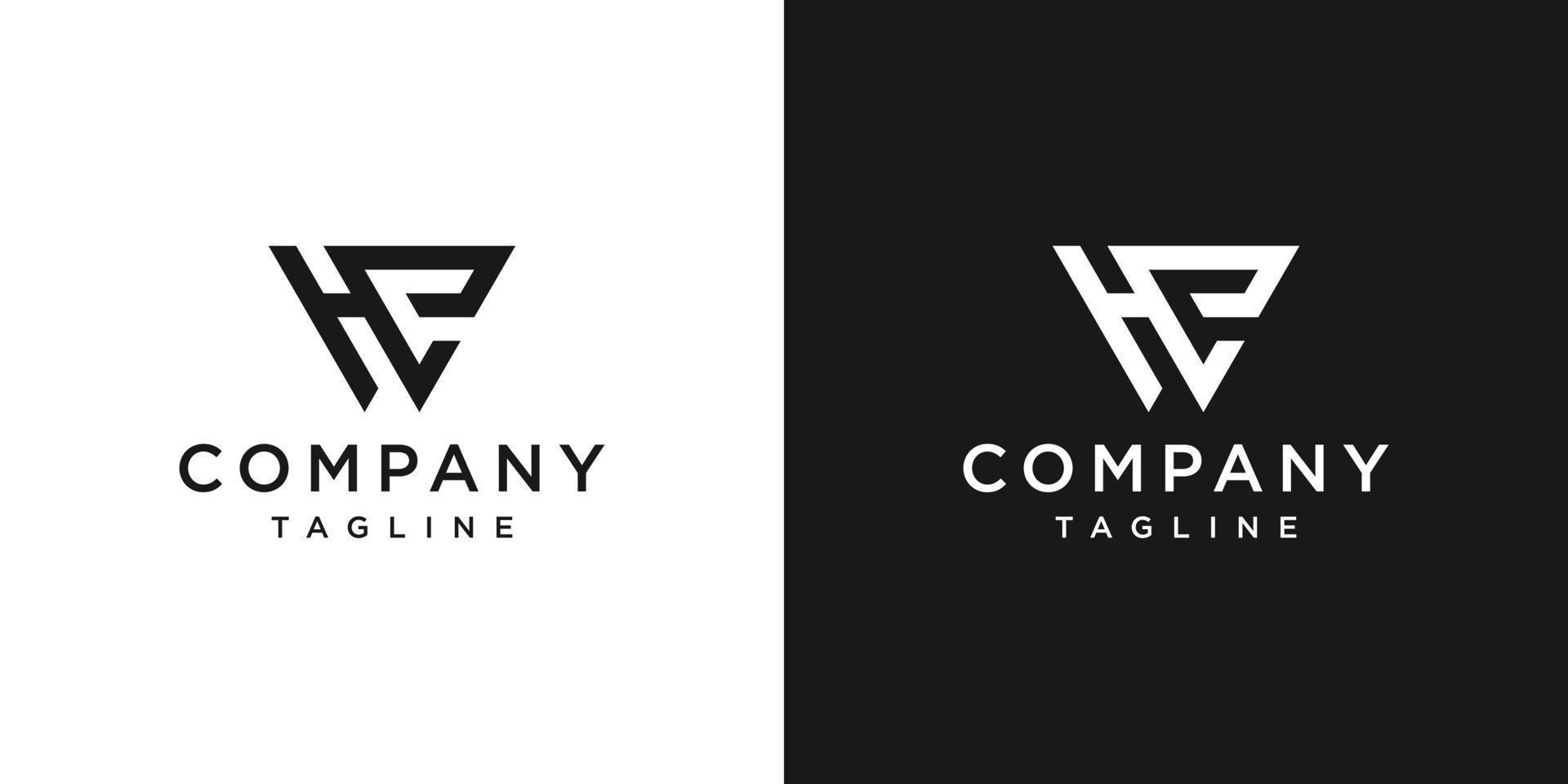 Creative Letter HE Monogram Logo Design Icon Template White and Black Background vector